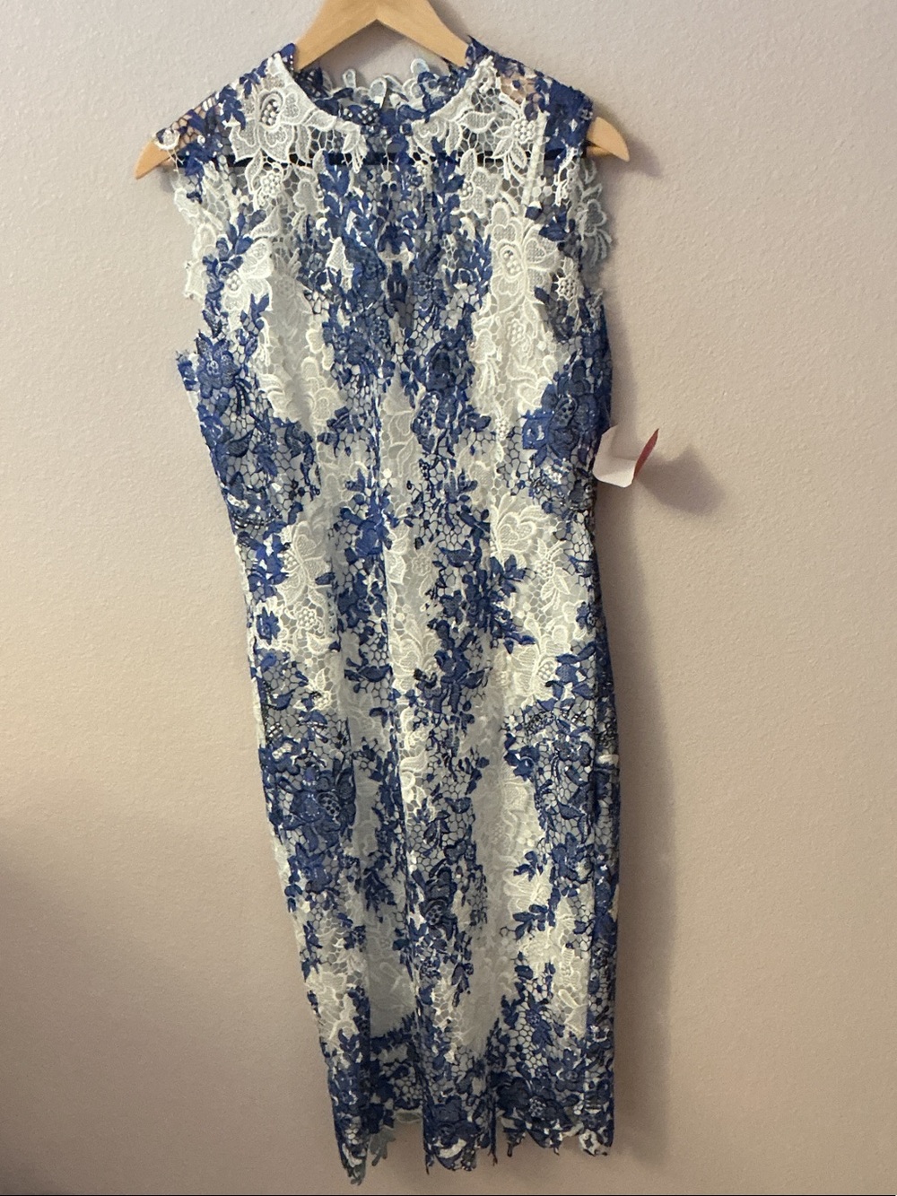 Chi Chi London Blue and White Lace Midi Dress